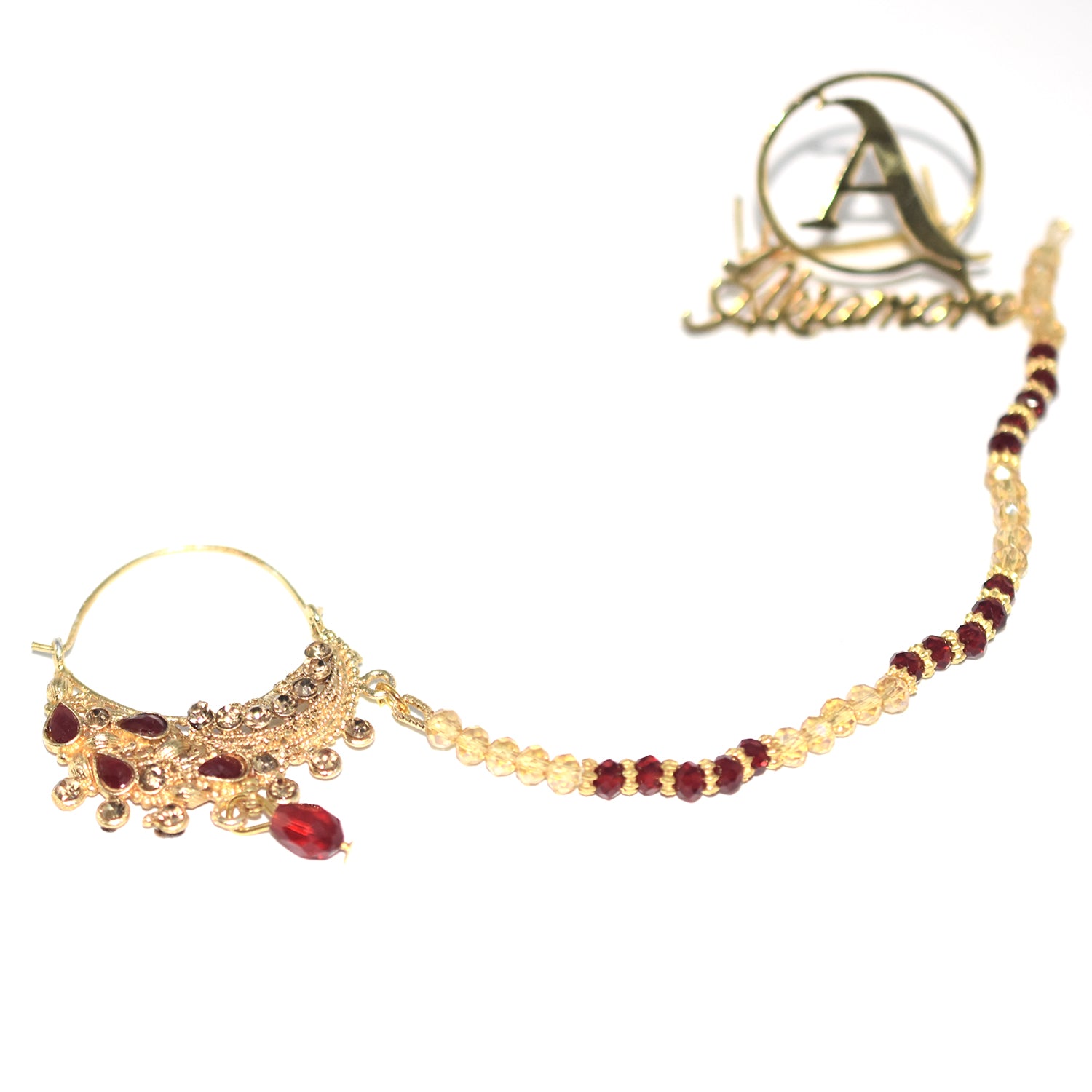 fancy bridal nath with pearls nhfrmna5k-1