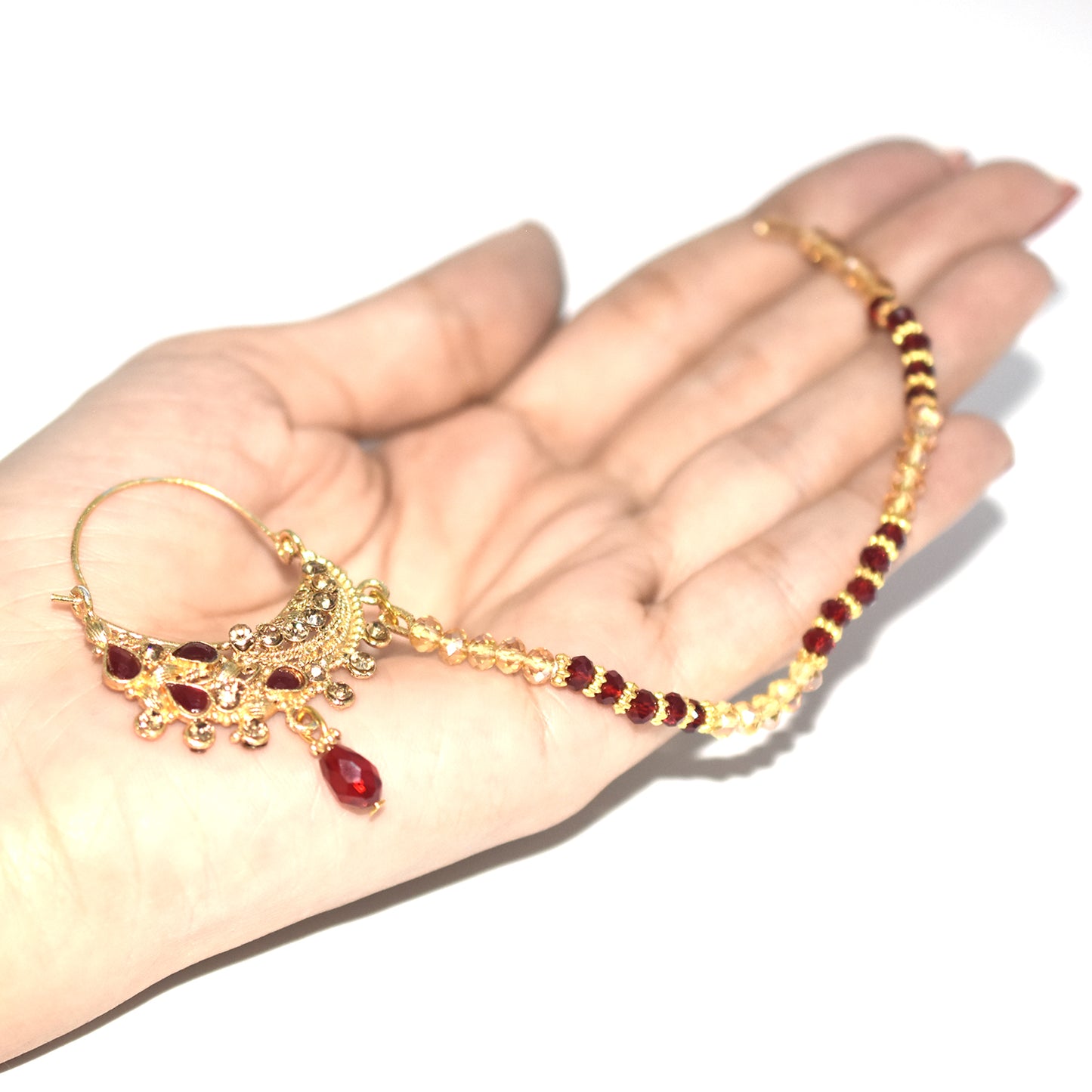 fancy bridal nath with pearls nhfrmna5k-1