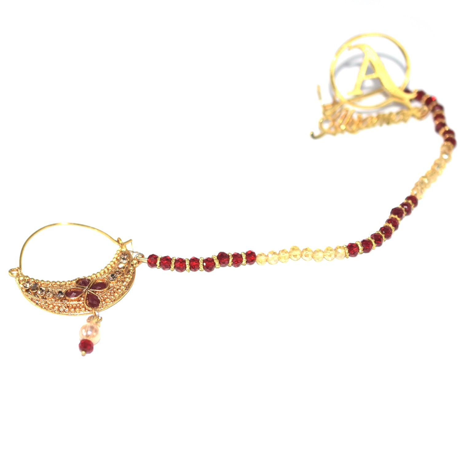 fancy bridal nath with pearls nhfrmna5k-1