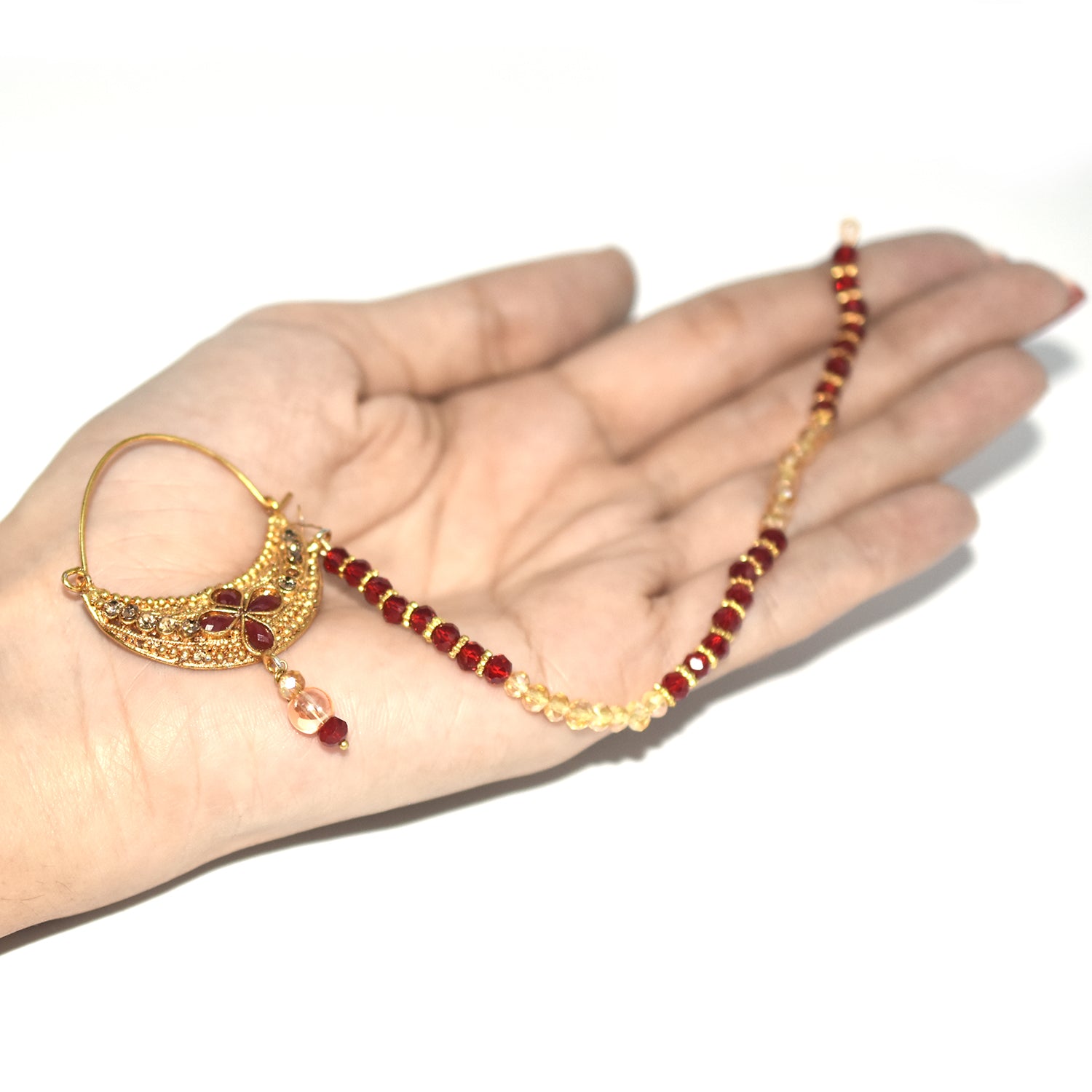 fancy bridal nath with pearls nhfrmna5k-1