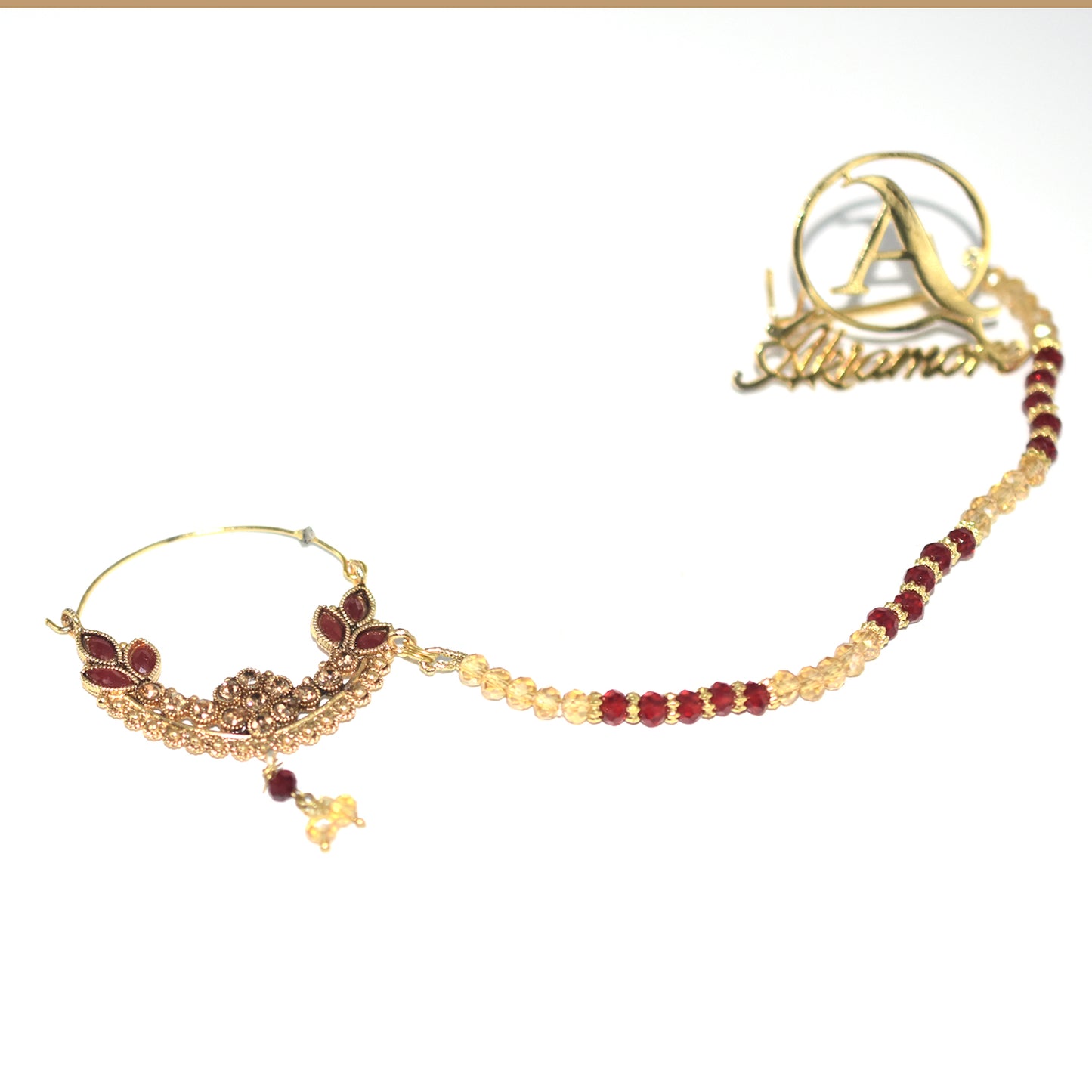 fancy bridal nath with pearls nhfrmna5k-1