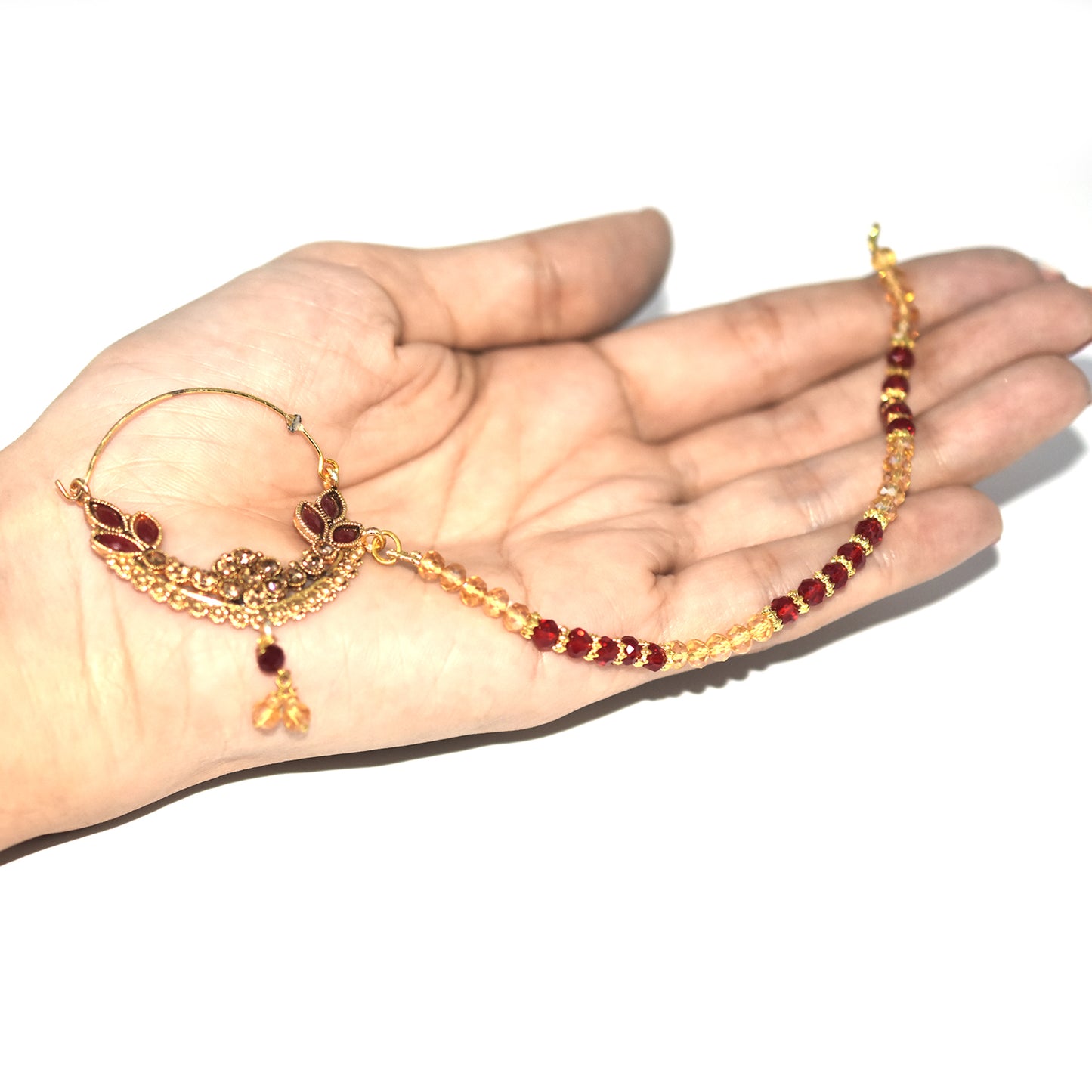 fancy bridal nath with pearls nhfrmna5k-1