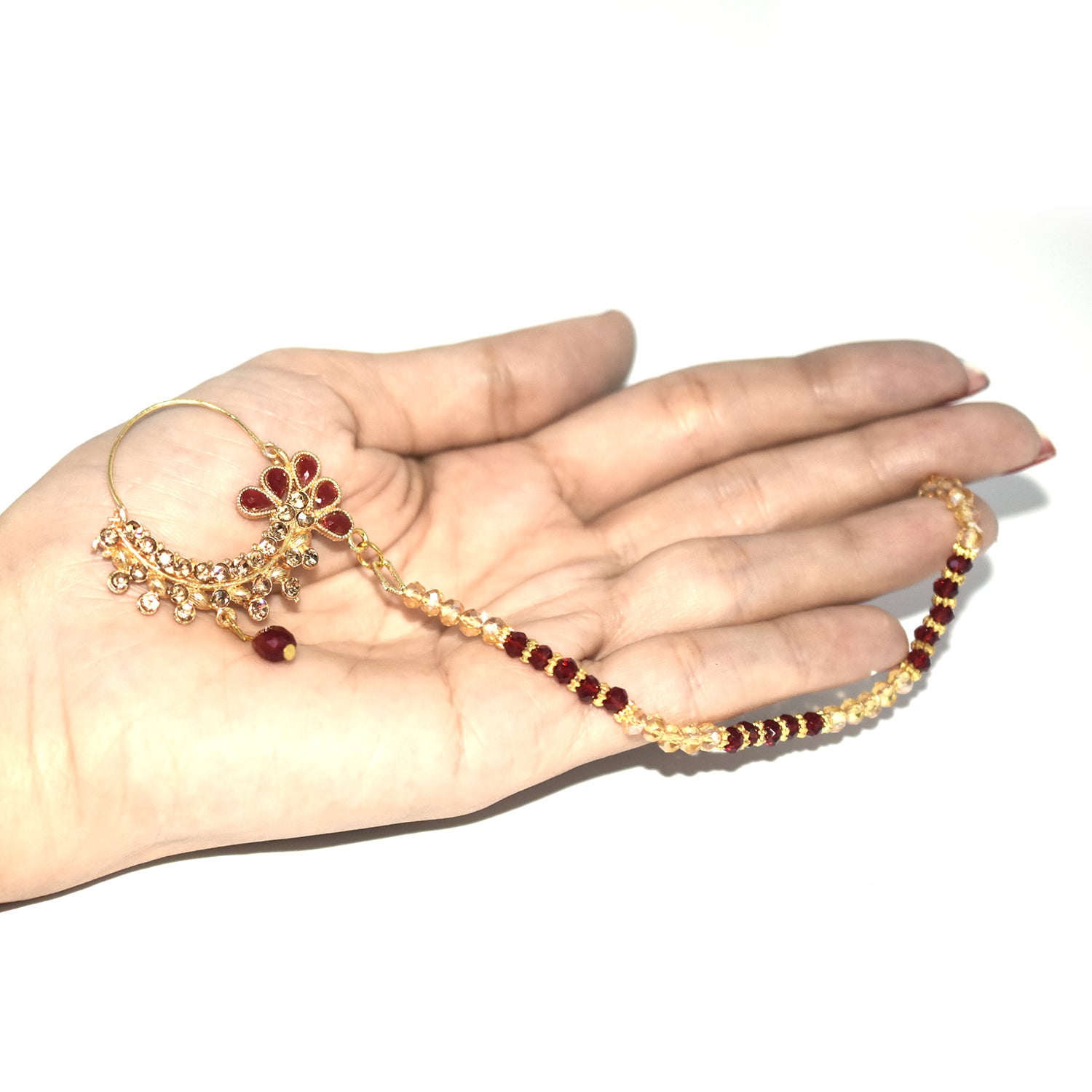 fancy bridal nath with pearls nhfrmna5k-1