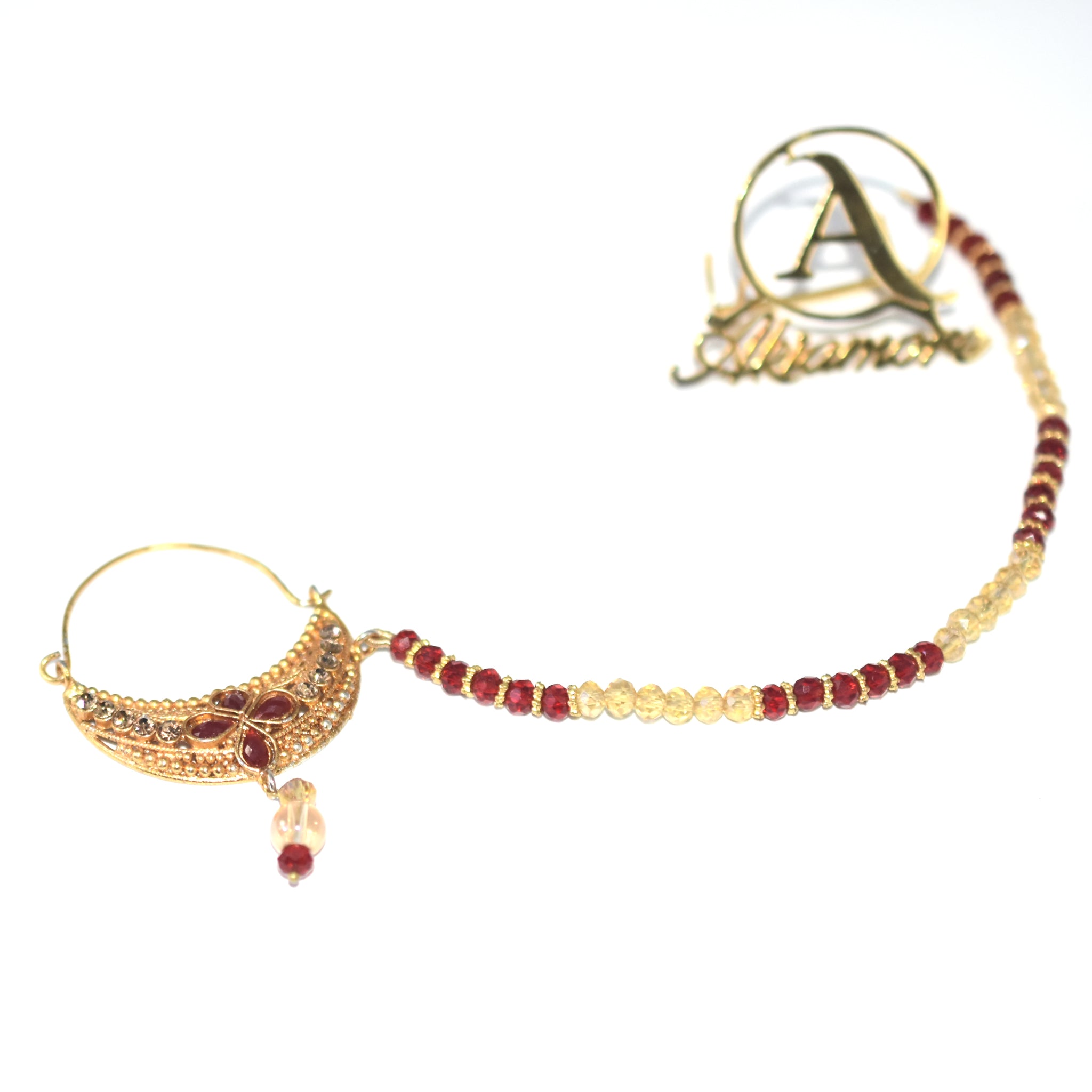 fancy bridal nath with pearls nhfrmna5k-1