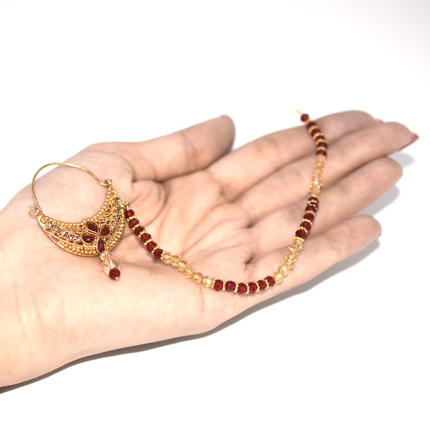 fancy bridal nath with pearls nhfrmna5k-1