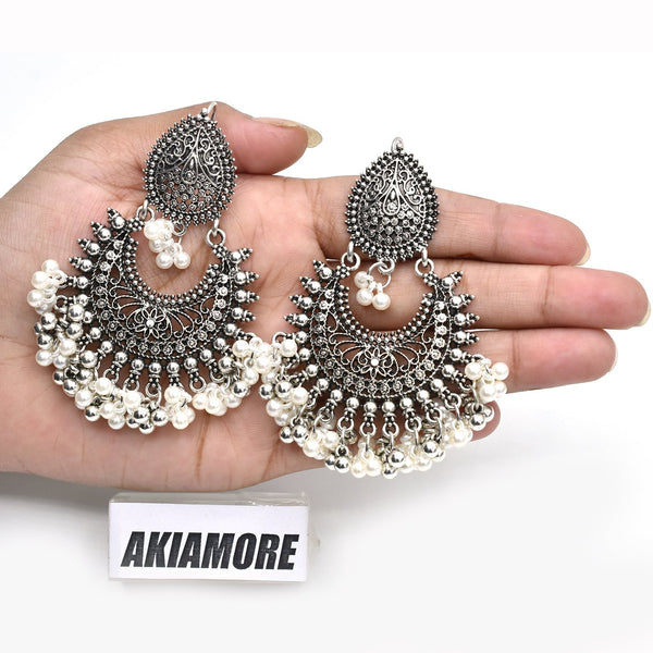 Metal Golden and Silver Tassel Jhumka Indian Ethnic Bollywood Dangle Earrings Fashion Jewelry egfrpdb2e-2