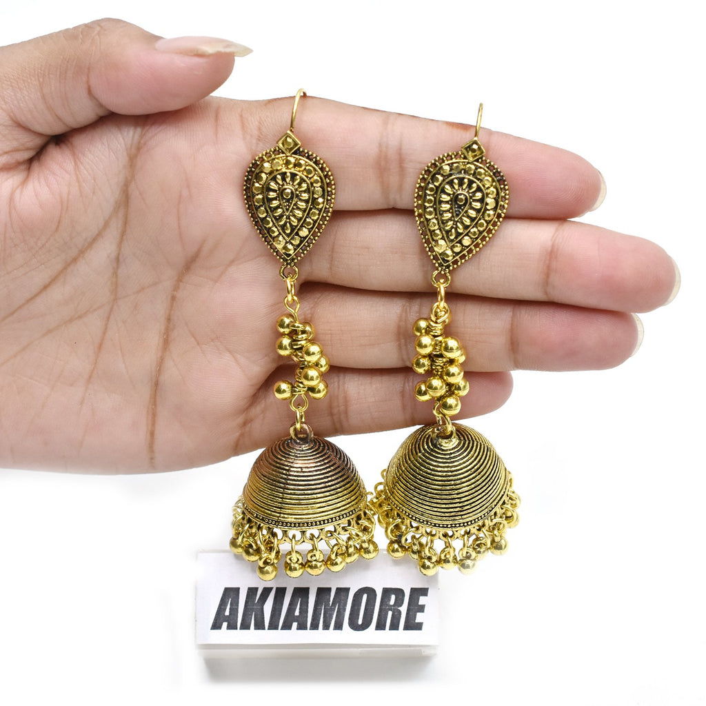 Indian Bollywood Jhumka Jhumki Drop Earrings Gypsy Fashion Jewelry Beads Tassel Bell Dangle Earrings Bridal Women Party egfrsrb2d-1