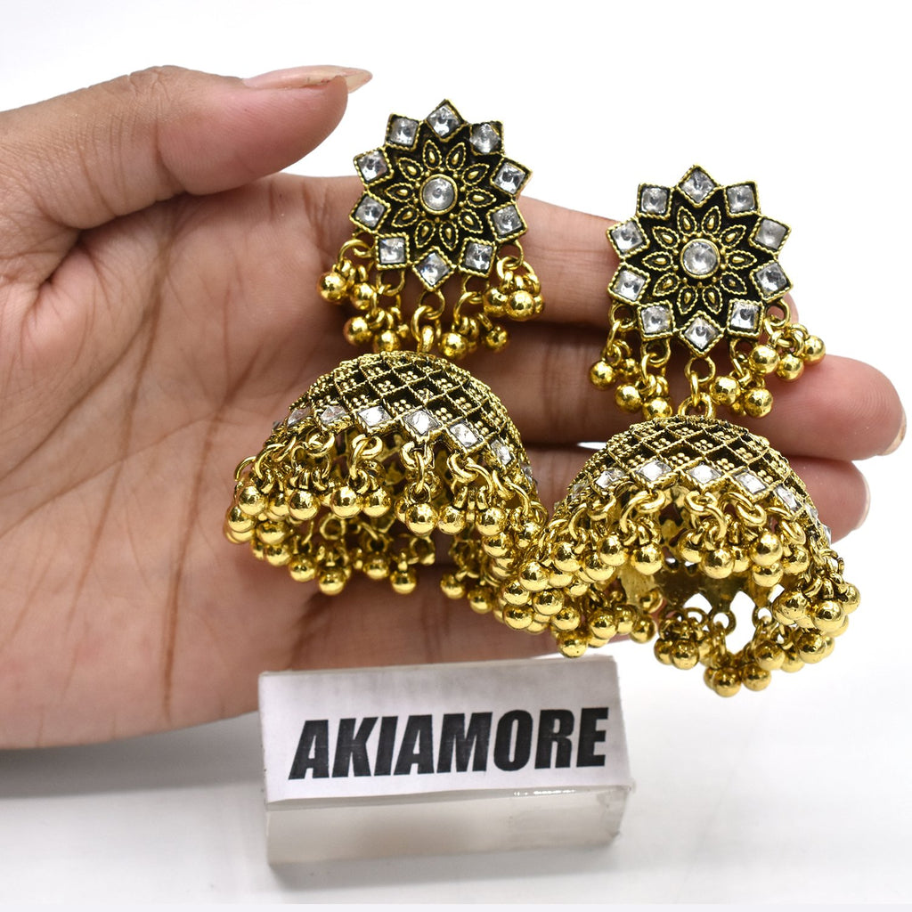 Antique Gold  Color Women Earrings Vintage Tassel Bead Earring Indian Dangle Earrings Jhumki Antique Jewelry egfradb1g-4