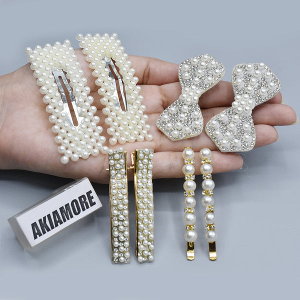 4 Pair Fashion Metal Pearl Hair Clips Decorations Women Hairpins Hair Barrettes Floral Girls Headwear Clamps Styling Accessories