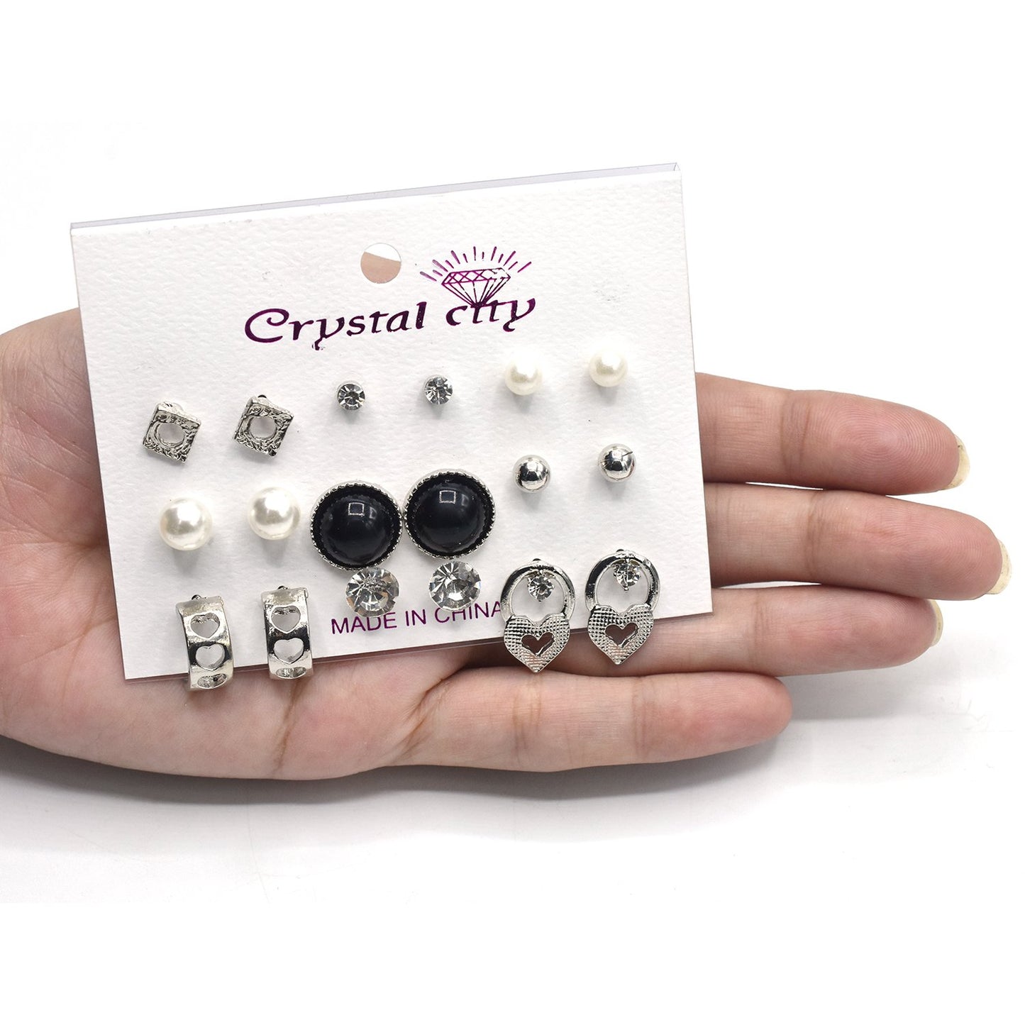 Women 7 Pairs /Lot Cute Acrylic Small Stud Earrings Sets Girl Fashion Jewelry Party Christmas Gift