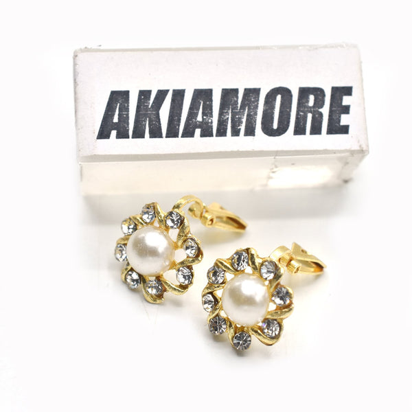 New Arrival Flower Spiral design Pearl Clip on Earrings for non pierced ears Jewelry egfrpdb4a-4