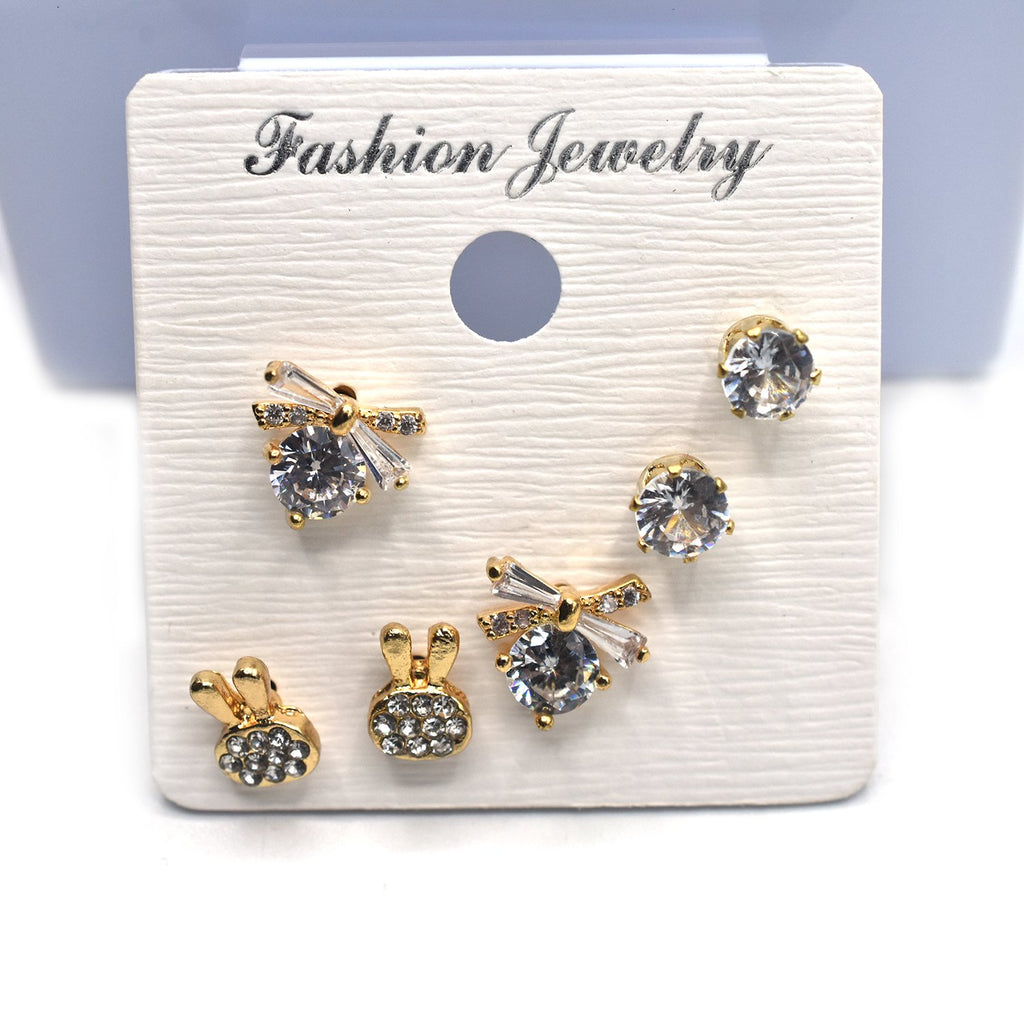 3 Pair Gold Stud Earrings Set New Fashion Crystal Earrings For Women Cute  Jewelry 2020