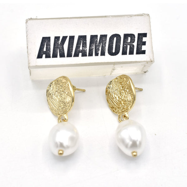 Stylish Earrings for Women Gold Metal White Baroque Pearl Earrings Jewelry Hot Selling egfrgdb5d-3
