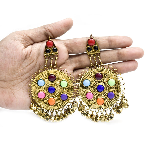 VINTAGE haleema AFGHAN JEWELERY GOLDEN EARRING WITH BELLS egfrgdc2h-3