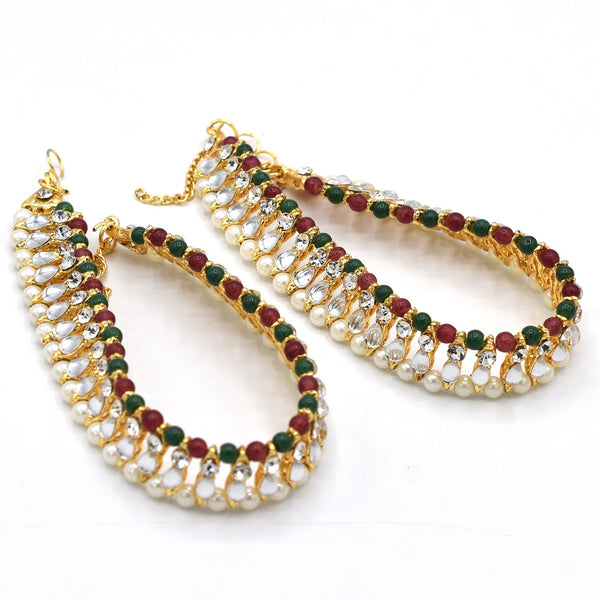 High Quality Antique Color Kundan Payal with pearl plfrmga3h-1