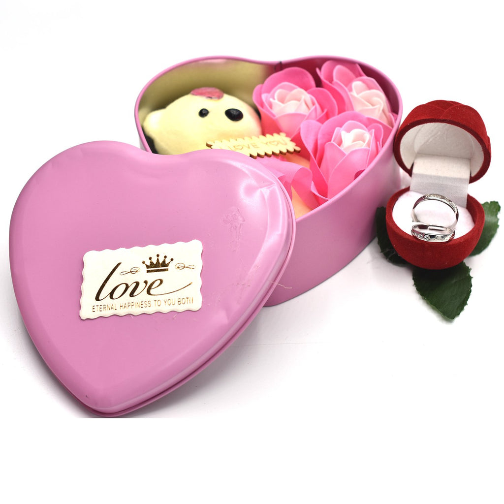 Valentine Day Gift One Teddy Bear With Heart Shape Box
