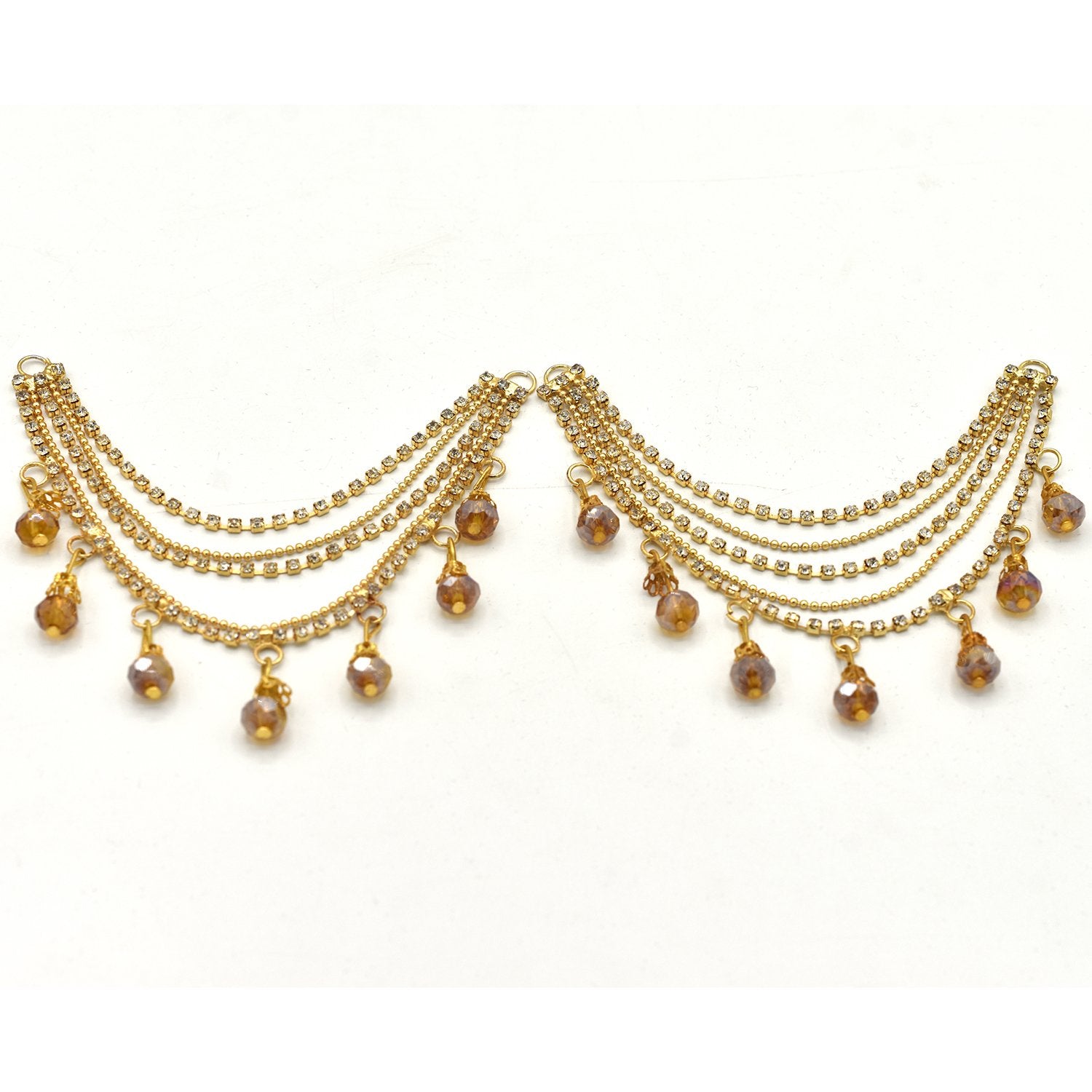 2021 Indian Jewelry Sahara Earring link Headdress Women Antique Gold Pearl Tassel Earrings With Long Sahara Chain egfrcrb9g-1