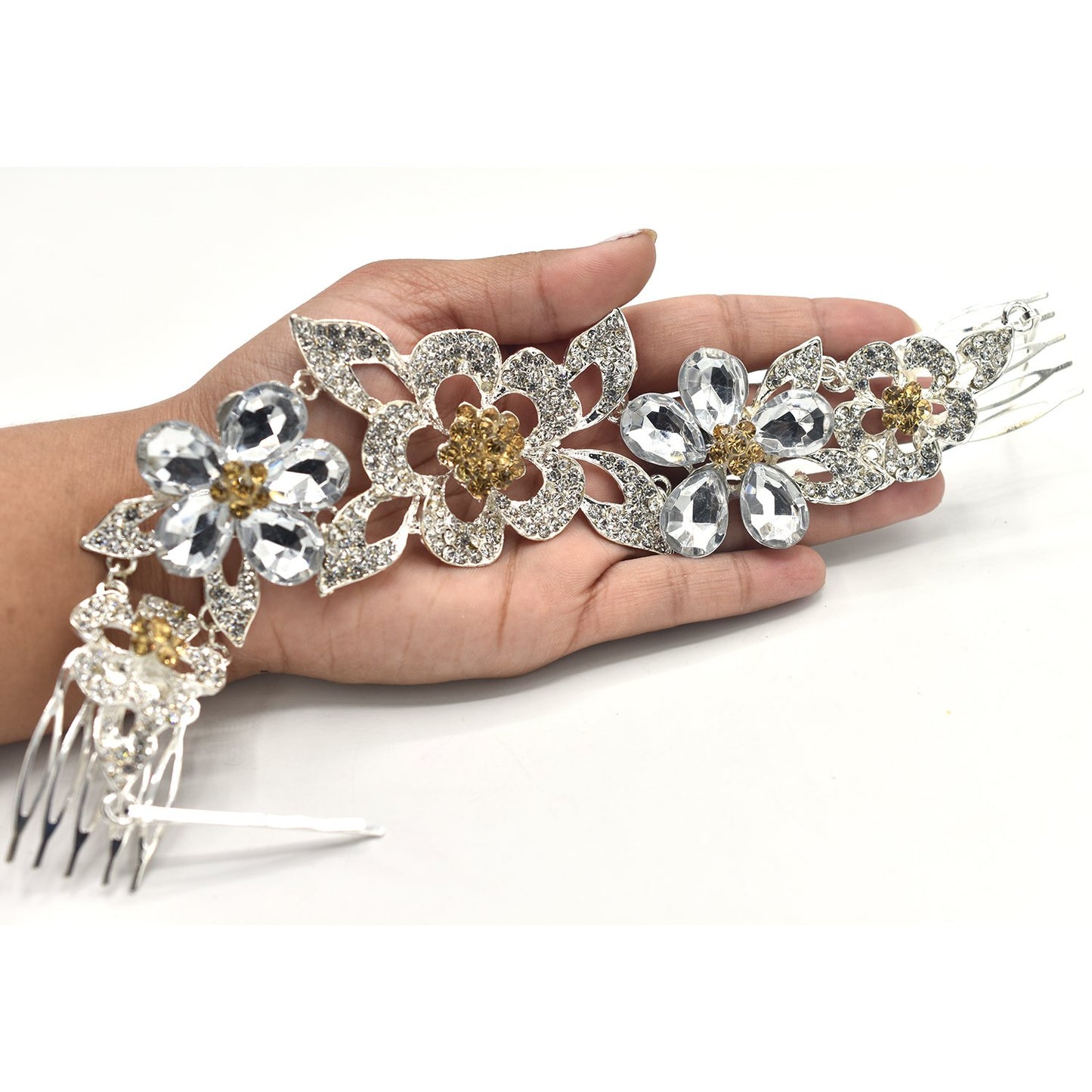 Silver Color Crystal Wedding Hair Combs Hair Accessories for Bridal  Peacock Headpiece Women Bride Hair ornaments Jewelry hnfrsrd1e-1