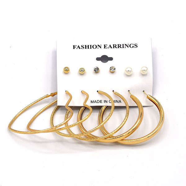 Hoop Earrings Set Gold Color Round Circle Women's Earrings  Brincos Statement Jewelry egfrgdc1l-1