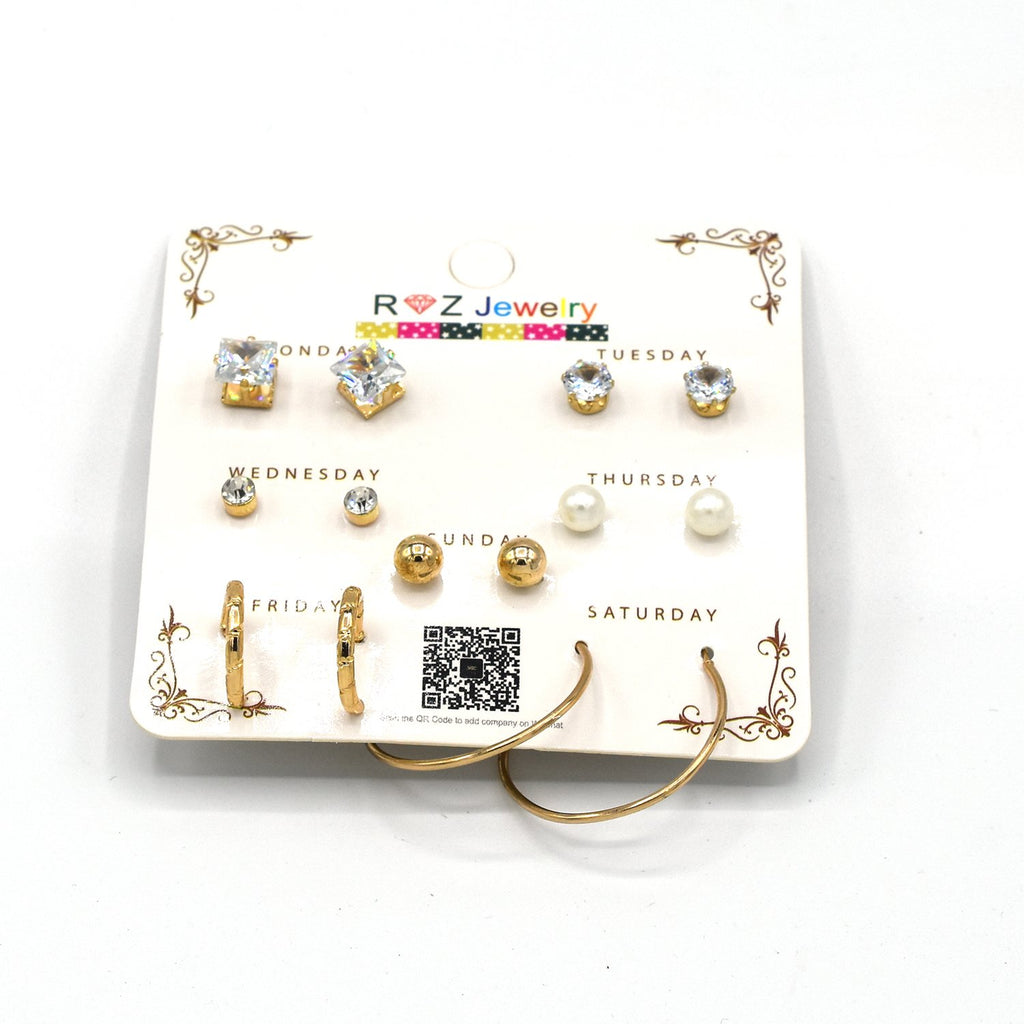 Pearl Crystal  Earring Pack of 7 Set For Women Statement Gold Silver Color Tassel Drop Earrings egfrgdc2a-1