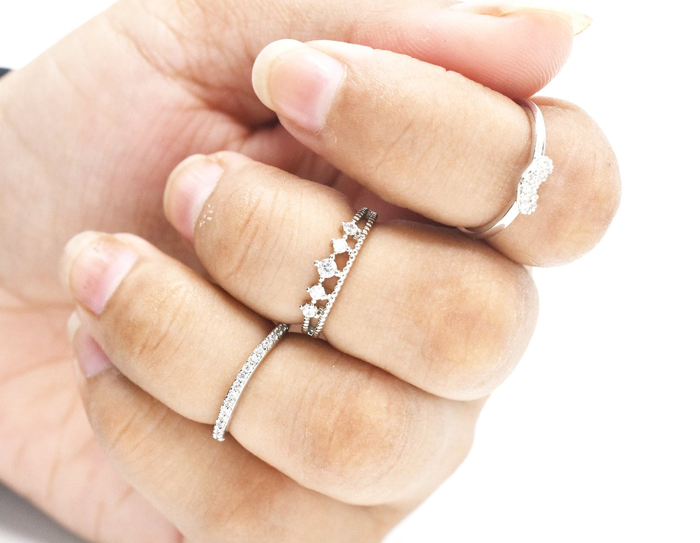 Silver Crystal Leaf Rings For Women Wedding Jewelry Adjustable Antique Finger Ring