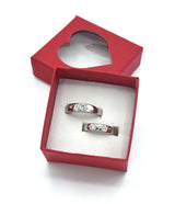 SILVER Color Crystal  Couple Rings Set Men Women Engagement Wedding Rings