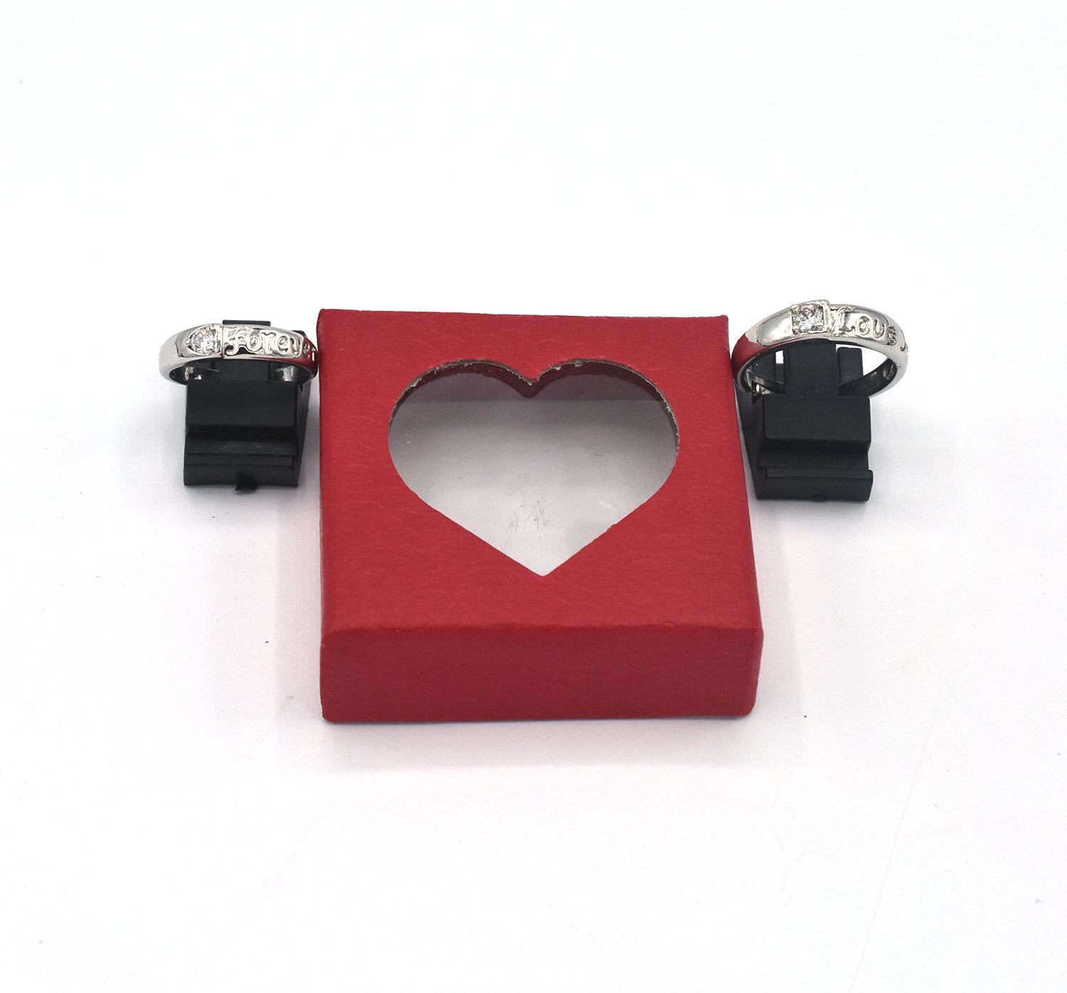 SILVER Color Crystal  Couple Rings Set Men Women Engagement Wedding Rings