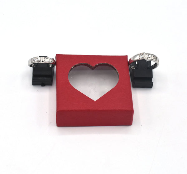 SILVER Color Crystal  Couple Rings Set Men Women Engagement Wedding Rings
