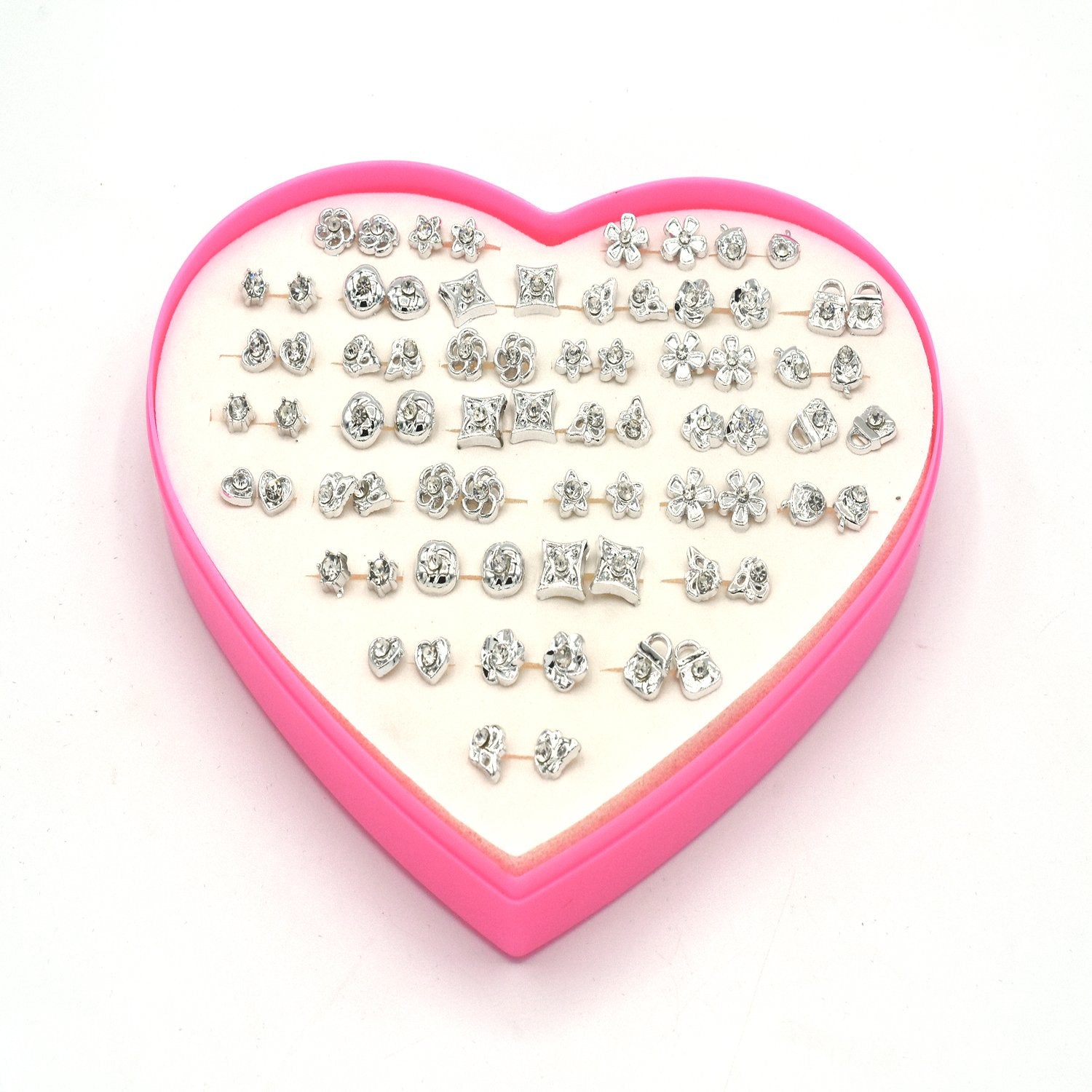 Pairs/set  Silver Color Small Stud Earrings For Women Girl  Flower  Child Earring Fashion Party Jewelry
