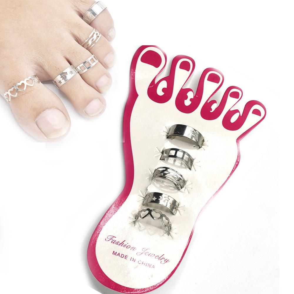 5PCS Hand and Foot Adjustable Toe Ring for Women Girl Fashion Simple Knuckle Stackable Open Band Hawaiian Beach Jewelry fgfrgdf2d-1