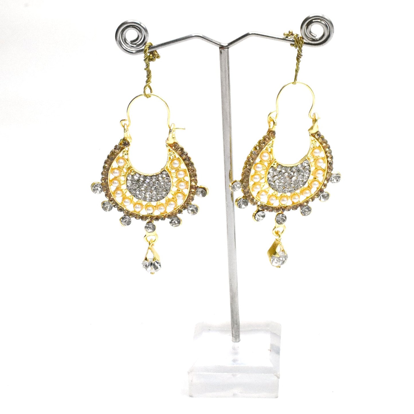 Beautiful Queen Fancy Gold Cubic Zirconia Long Bridal Wedding Drop Earrings egfrsdb4d-8
