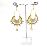Beautiful Queen Fancy Gold Cubic Zirconia Long Bridal Wedding Drop Earrings egfrsdb4d-8