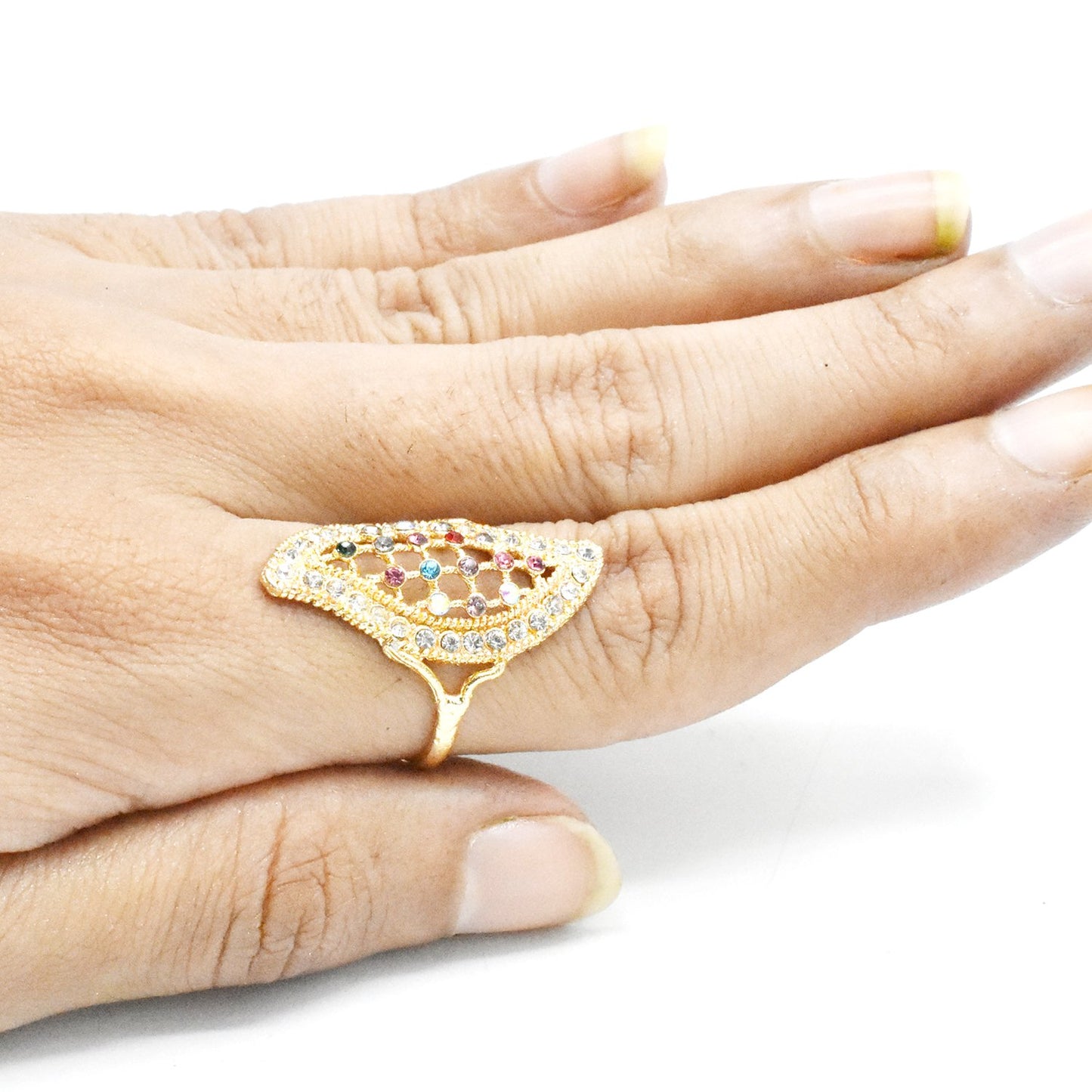 Finger Ring For Womens Gold  and multi Color Crystal Fashion Brand Jewelry fgfrmif1a-1