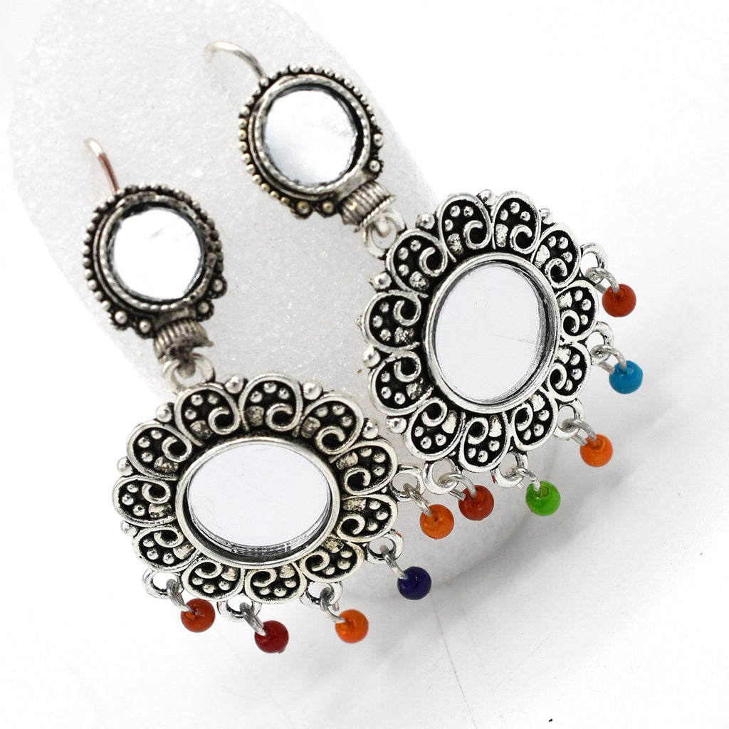 Silver Color Women Earrings Indian Jewelry Corful Beads Bell Tassel Earrings Flower Tibetan Jewelry egfrsrb3b-6