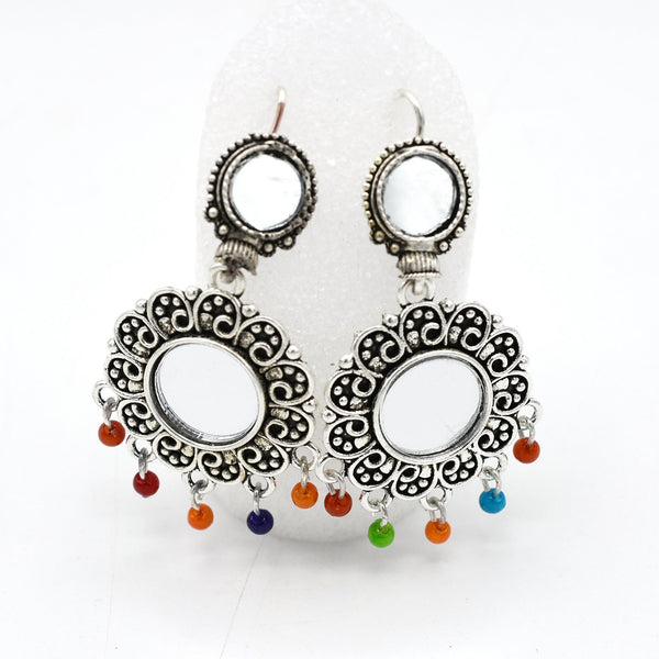 Silver Color Women Earrings Indian Jewelry Corful Beads Bell Tassel Earrings Flower Tibetan Jewelry egfrsrb3b-6