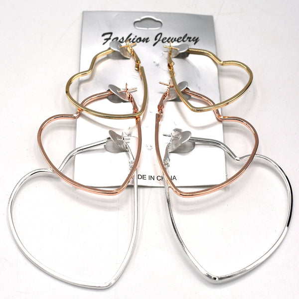 Fashion 3 Pair/Peach Heart Type Geometric Earrings Personality Earrings Jewelry Women's Simple Jewelry Pop Party Gifts egfrgdb4l-1