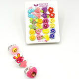 12 Pairs/Set Earrings and 3 Finger Rings Fashion  Fruits Cartoon Earrings For Women Girls Children