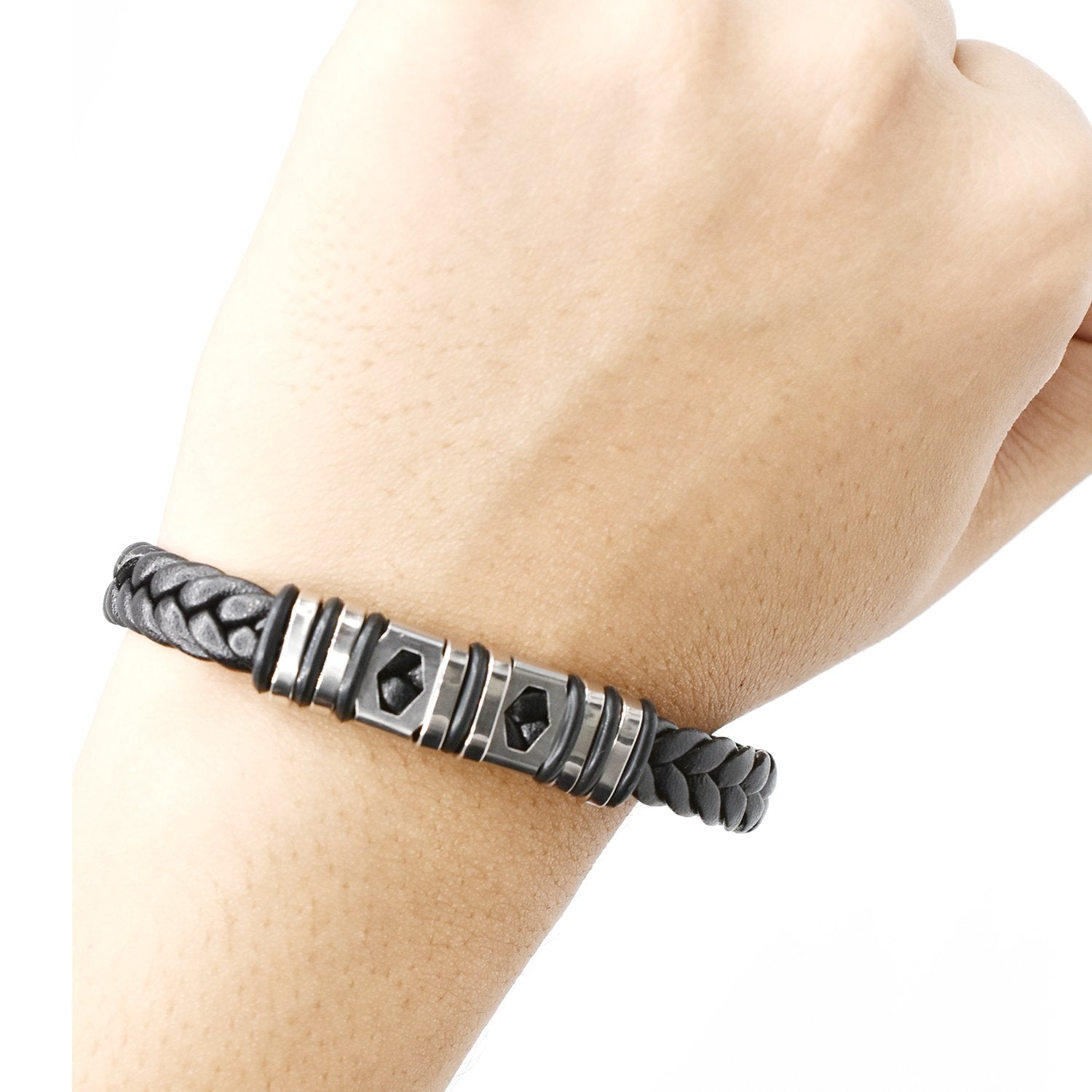 Random Designs Single Leather Braclet For Men Women Punk Black Gold Stainless Steel Beaded Bracelets btfrbka4h-4