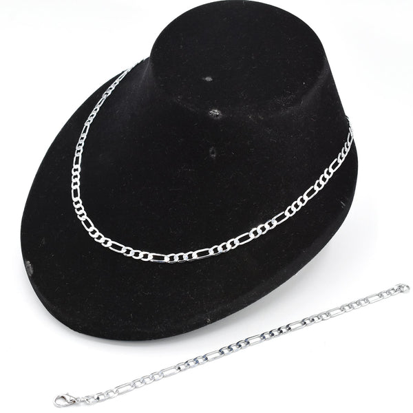 Silver Jewelry Set For Men  Chain Necklace Bracelet Collier Pulseira 2Pcs Costume Jewelery Set