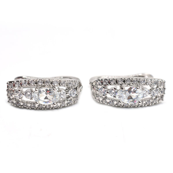 Sterling Silver Single Row Zircon Hoop Earrings For Women Fashion Jewelry Hot Sale egfrsrb3j-b