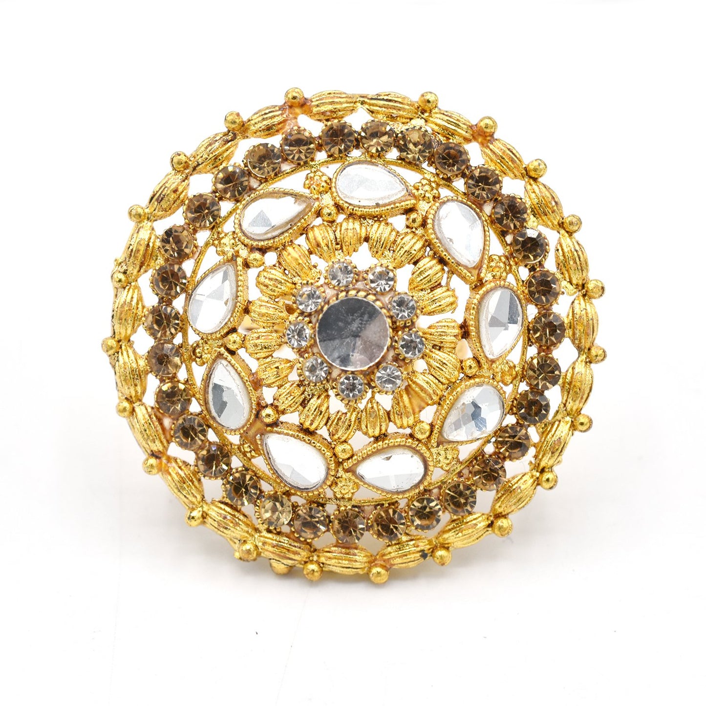 Gold Plated Latest Style Trendy Fashionable Bridal Zircon Indian Pakistani Ring For Women Girls For Casual And Party Wear And Gift