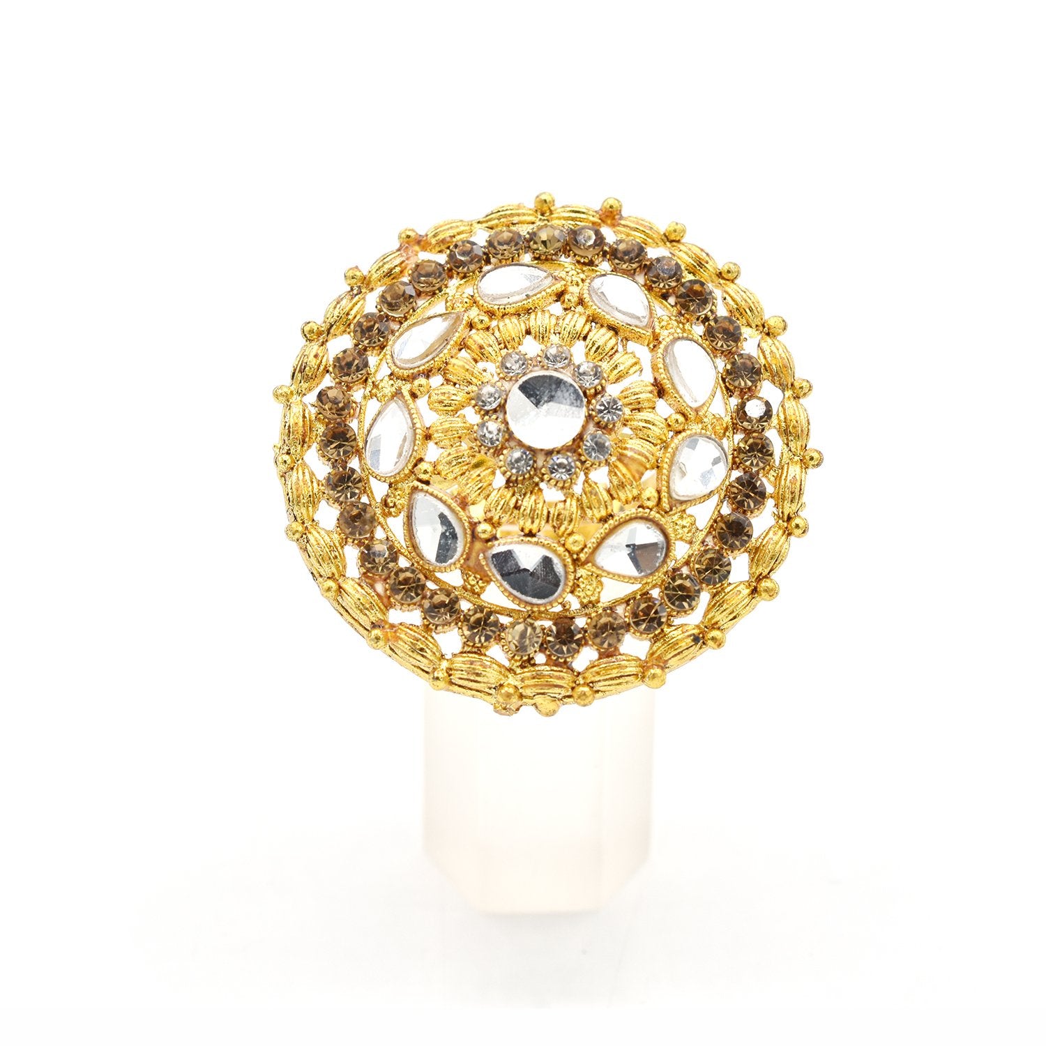 Gold Plated Latest Style Trendy Fashionable Bridal Zircon Indian Pakistani Ring For Women Girls For Casual And Party Wear And Gift