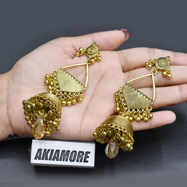 Women's Indian Jhumka Earrings Gold Sliver Color Big Bells Drop Long Tassel Hanging Earring For Women egfraeb2e-1