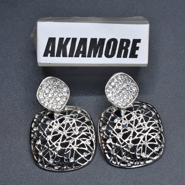 Sterling Silver Crystal Rhinestone Geometric Round Stud Earrings For Women Beautiful Jewelry egfrgdb1i-5