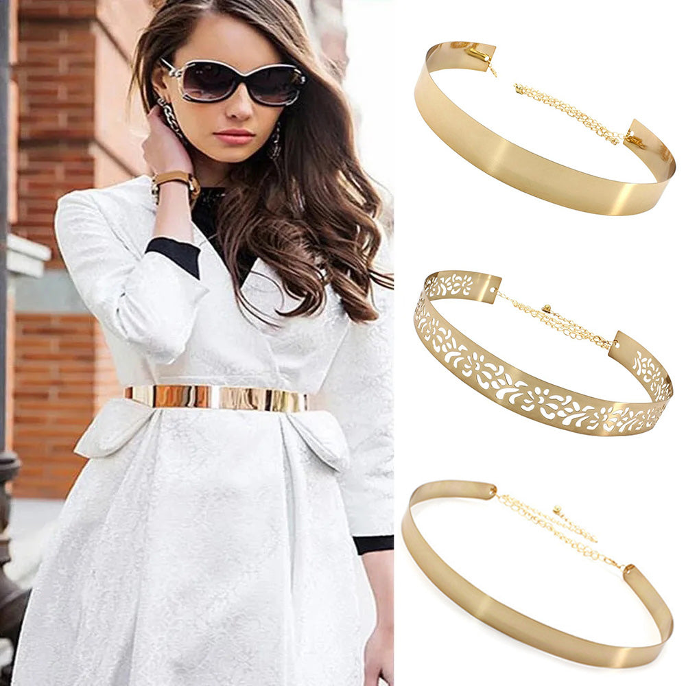 Fashion Simple Chain Belt Women Lady High Waist Gold Belts Waistband For  Party Jewelry Dress Metal Chain Belt 