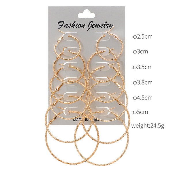 6 Pairs/set 2021 New Fashion Round Circle Hoop Earrings Set For Women Girl Punk Style Brincos Round Earrings Party Jewelry Gift egfrgdb5b-1