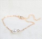 Fashion Jewelry Imitation Pearl Handmade Gold-Color/Silver Plated Rolo Chain Simple Layer Bracelet