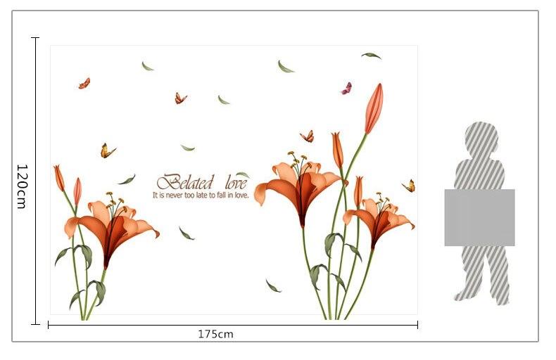 [Fundecor] PVC orange flowers butterfly leaf wall stickers for kids rooms living room bathroom kitchen decor wall decals poster