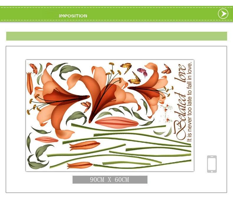 [Fundecor] PVC orange flowers butterfly leaf wall stickers for kids rooms living room bathroom kitchen decor wall decals poster