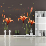 [Fundecor] PVC orange flowers butterfly leaf wall stickers for kids rooms living room bathroom kitchen decor wall decals poster